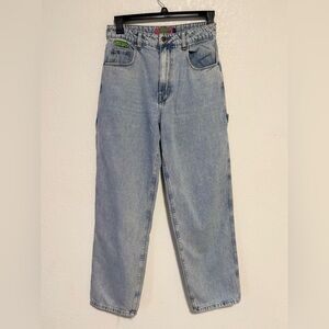 Empyre Tori Womens Carpenter Skate Baggy Straight Jeans Blue High Waist